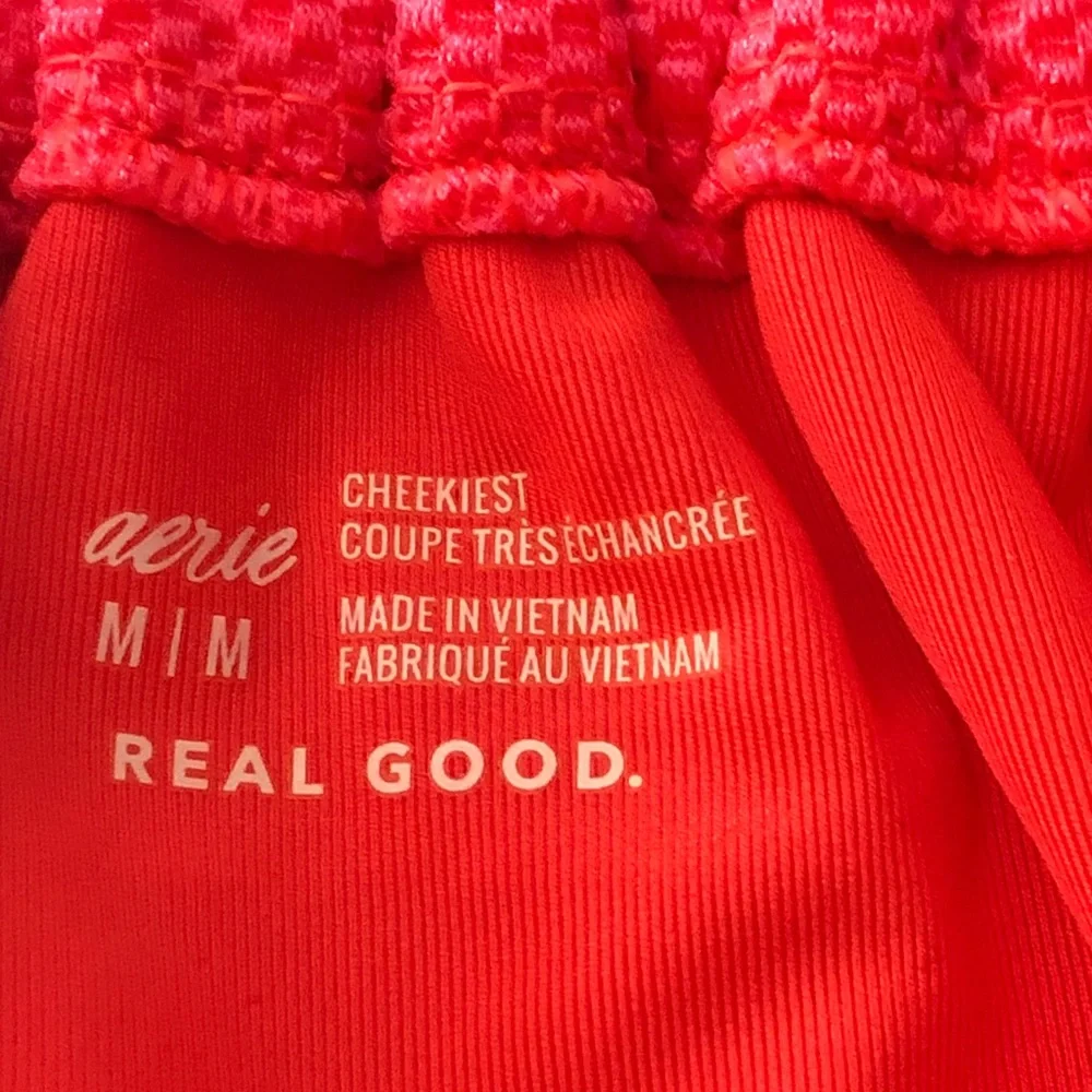 aerie Neon Coral Textured Bikini Bottom